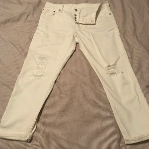 Levi’s 501 button fly white denim